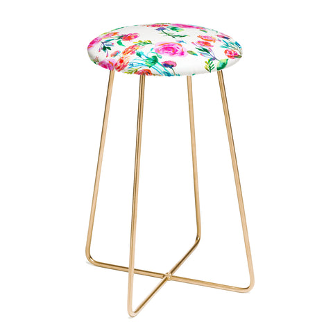 Ninola Design Feminine Roses Bouquet Pink Counter Stool