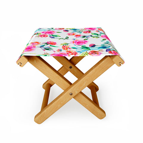 Ninola Design Feminine Roses Bouquet Pink Folding Stool