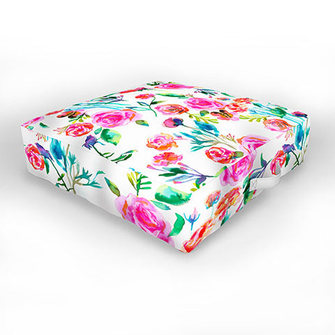Ninola Design Feminine Roses Bouquet Pink Outdoor Floor Cushion