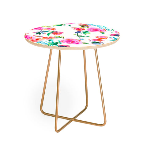 Ninola Design Feminine Roses Bouquet Pink Round Side Table