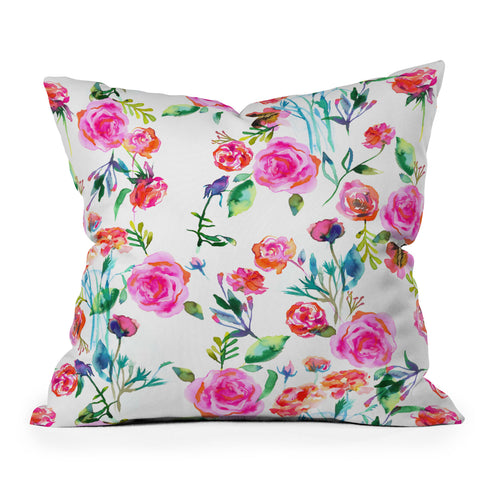 Ninola Design Feminine Roses Bouquet Pink Throw Pillow