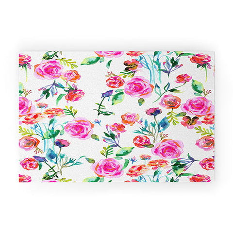 Ninola Design Feminine Roses Bouquet Pink Welcome Mat