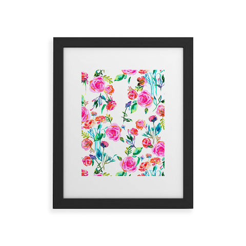 Ninola Design Feminine Roses Bouquet Pink Framed Art Print