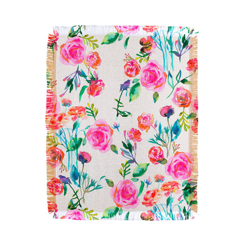 Ninola Design Feminine Roses Bouquet Pink Throw Blanket
