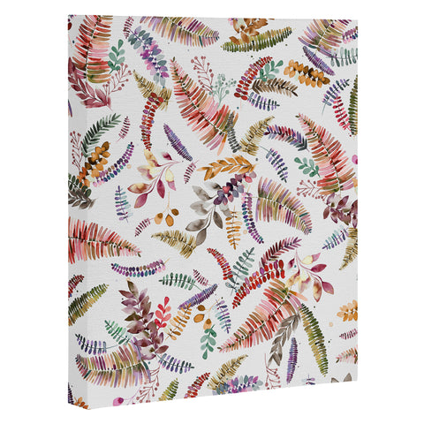 Ninola Design Ferns Branches Autumn Shades Art Canvas