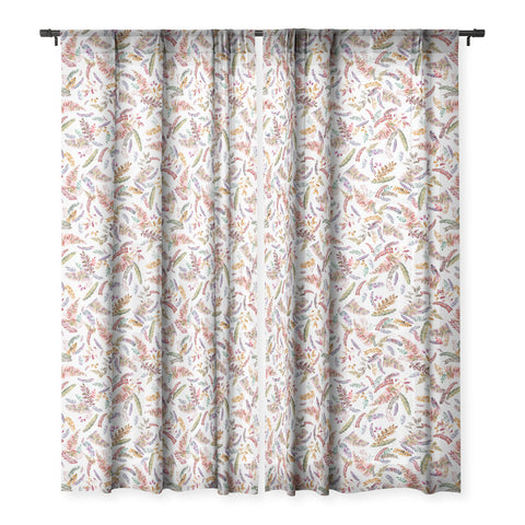 Ninola Design Ferns Branches Autumn Shades Sheer Window Curtain