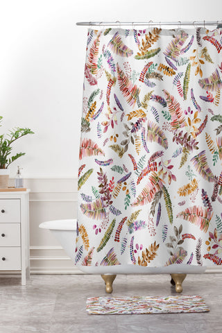 Ninola Design Ferns Branches Autumn Shades Shower Curtain And Mat
