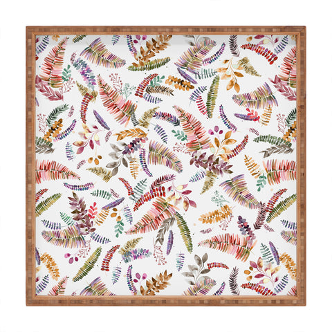 Ninola Design Ferns Branches Autumn Shades Square Tray