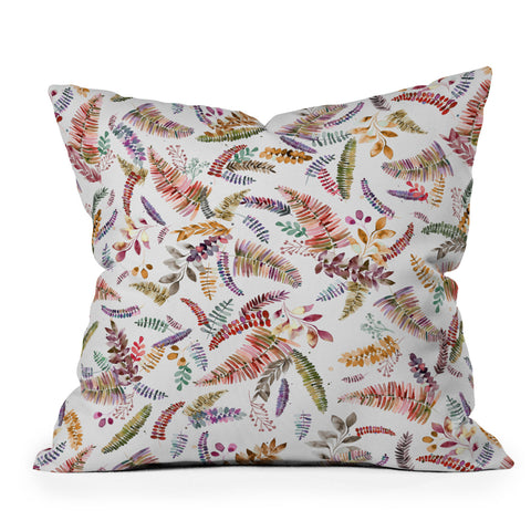 Ninola Design Ferns Branches Autumn Shades Throw Pillow