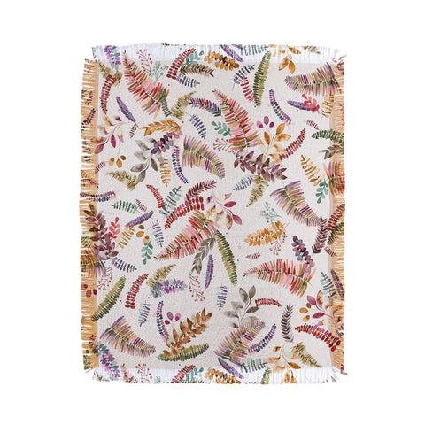 Ninola Design Ferns Branches Autumn Shades Throw Blanket