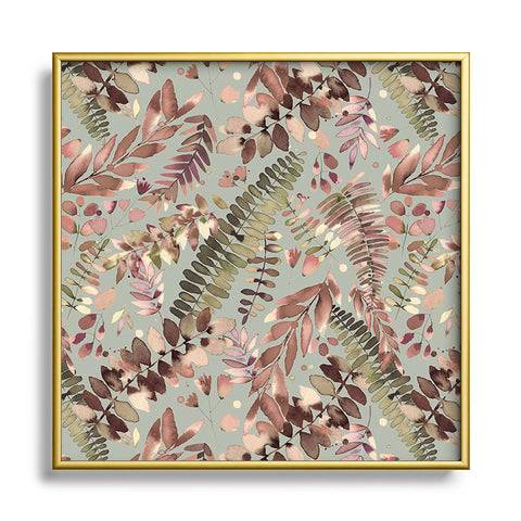 Ninola Design Ferns Foliage Nature Green Metal Square Framed Art Print