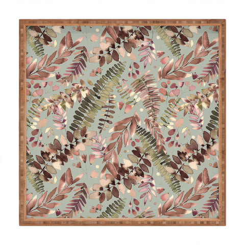 Ninola Design Ferns Foliage Nature Green Square Tray