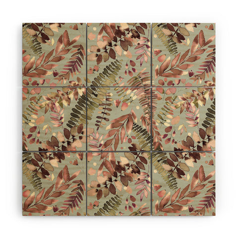 Ninola Design Ferns Foliage Nature Green Wood Wall Mural