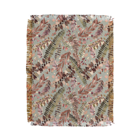 Ninola Design Ferns Foliage Nature Green Throw Blanket