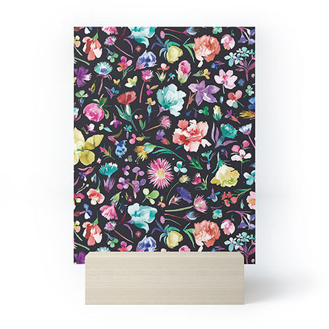 Ninola Design Flower buds botanical Black Multicolored Mini Art Print