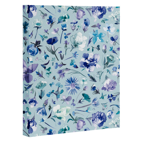 Ninola Design Flower buds botanical Cold blue Art Canvas