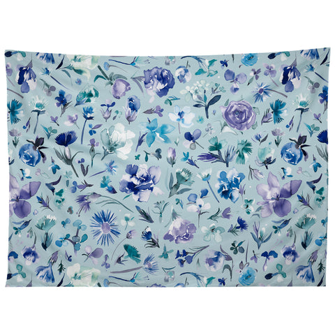 Ninola Design Flower buds botanical Cold blue Tapestry