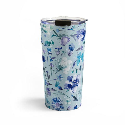 Ninola Design Flower buds botanical Cold blue Travel Mug