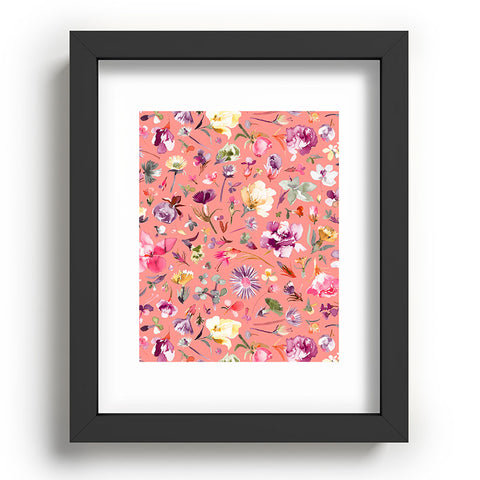 Ninola Design Flower buds botanical Coral Recessed Framing Rectangle