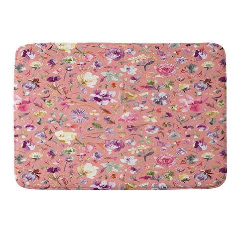 Ninola Design Flower buds botanical Coral Memory Foam Bath Mat