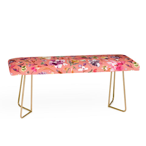 Ninola Design Flower buds botanical Coral Bench