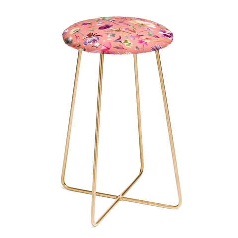 Ninola Design Flower buds botanical Coral Counter Stool