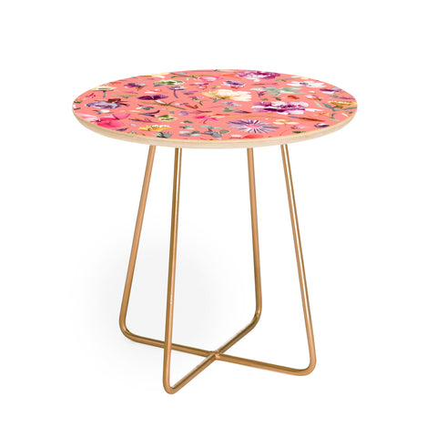 Ninola Design Flower buds botanical Coral Round Side Table