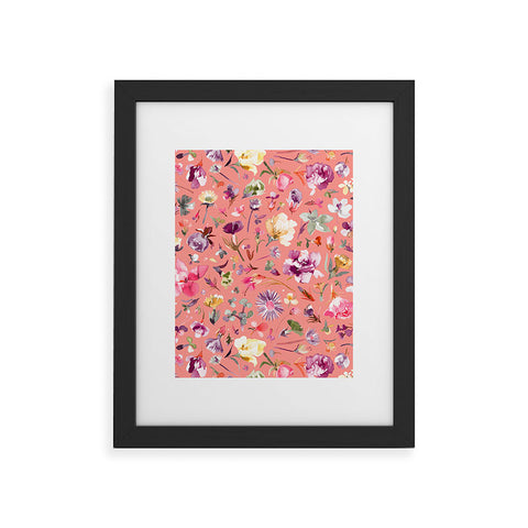 Ninola Design Flower buds botanical Coral Framed Art Print