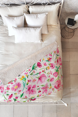 Ninola Design Flower Buds Pink Fleece Throw Blanket