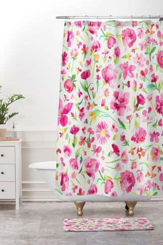 Ninola Design Flower Buds Pink Shower Curtain And Mat