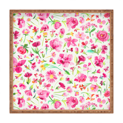 Ninola Design Flower Buds Pink Square Tray