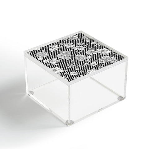 Ninola Design Flowers and stripes Black White Acrylic Box