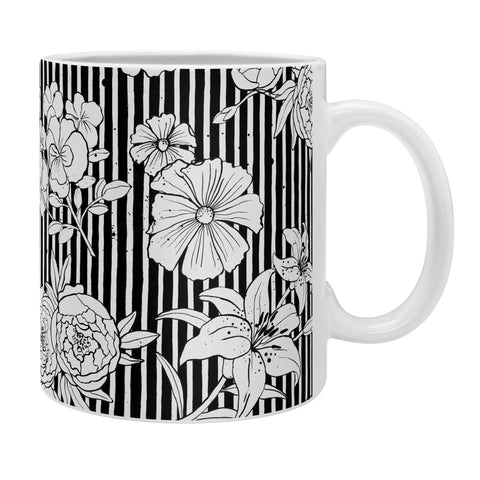 Ninola Design Flowers and stripes Black White Coffee Mug