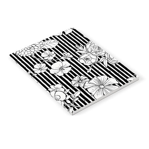 Ninola Design Flowers and stripes Black White Notebook