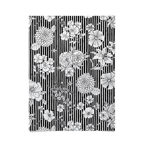 Ninola Design Flowers and stripes Black White Poster