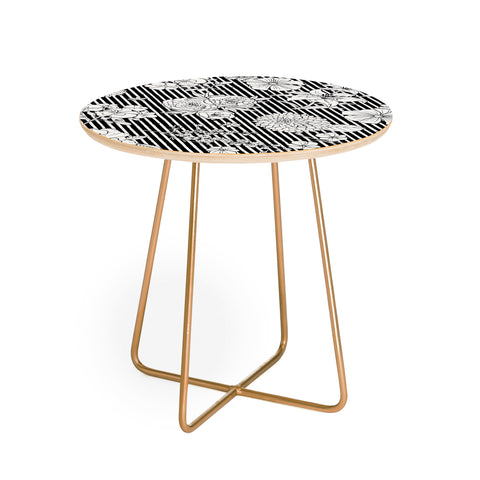 Ninola Design Flowers and stripes Black White Round Side Table