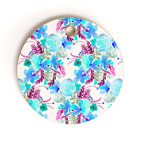 Ninola Design Flowers Sweet Bloom Blue Cutting Board Round