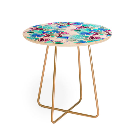 Ninola Design Flowers Sweet Bloom Blue Round Side Table
