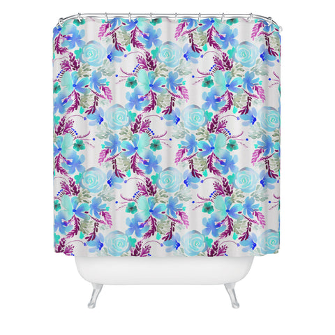 Ninola Design Flowers Sweet Bloom Blue Shower Curtain