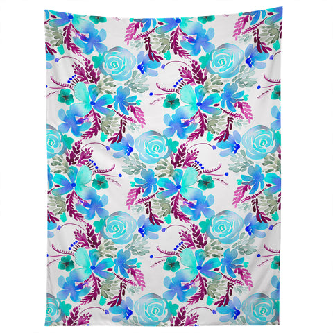 Ninola Design Flowers Sweet Bloom Blue Tapestry