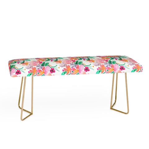 Ninola Design Flowers Sweet Bloom Pink Bench