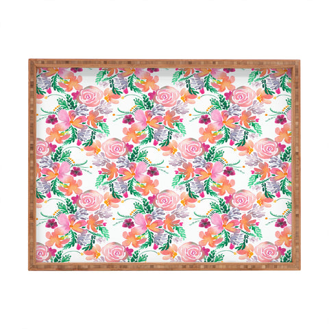 Ninola Design Flowers Sweet Bloom Pink Rectangular Tray