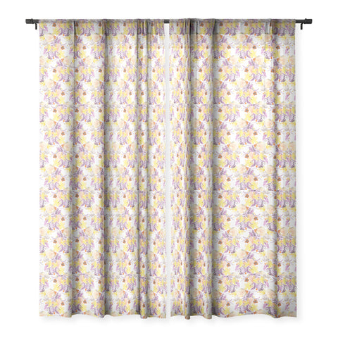 Ninola Design Flowers sweet bloom yellow Sheer Window Curtain