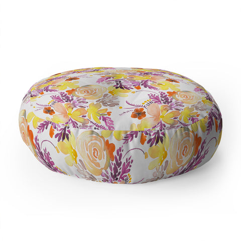 Ninola Design Flowers sweet bloom yellow Floor Pillow Round