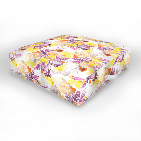 Ninola Design Flowers sweet bloom yellow Outdoor Floor Cushion