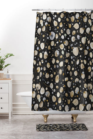 Ninola Design Flying Flowers Seeds Golden Shower Curtain And Mat