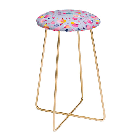 Ninola Design Flying Leaves Watercolor Counter Stool