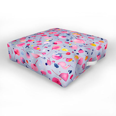 Ninola Design Flying Leaves Watercolor Outdoor Floor Cushion