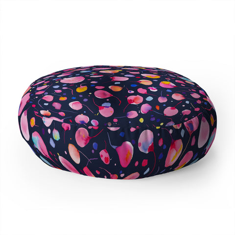 Ninola Design Flying seeds navy Floor Pillow Round