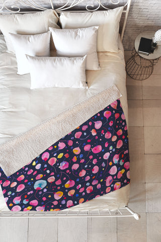 Ninola Design Flying seeds navy Fleece Throw Blanket